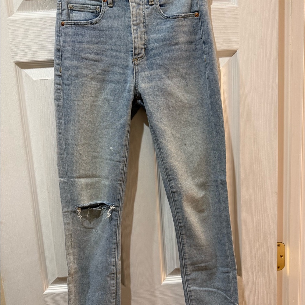 Casual Light Blue Distressed